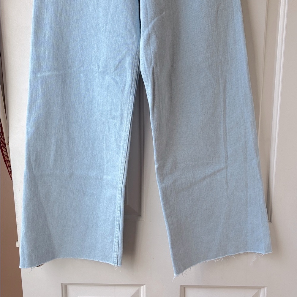 Miou Muse Straight Wide Leg Denim Pants Light Wash Blue Size S/4-6 NWOT - Picture 4 of 12